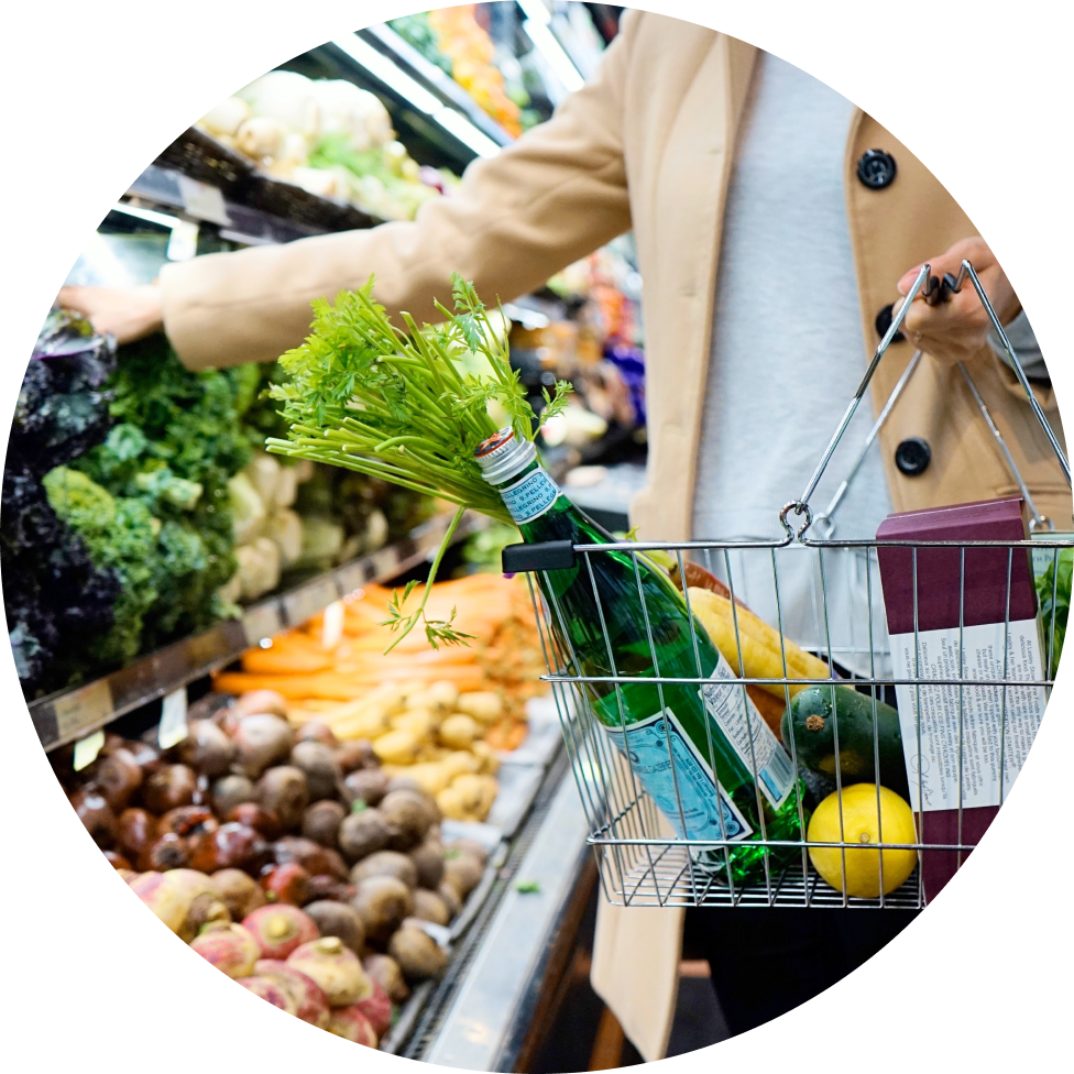 Imagem circular com supermercado